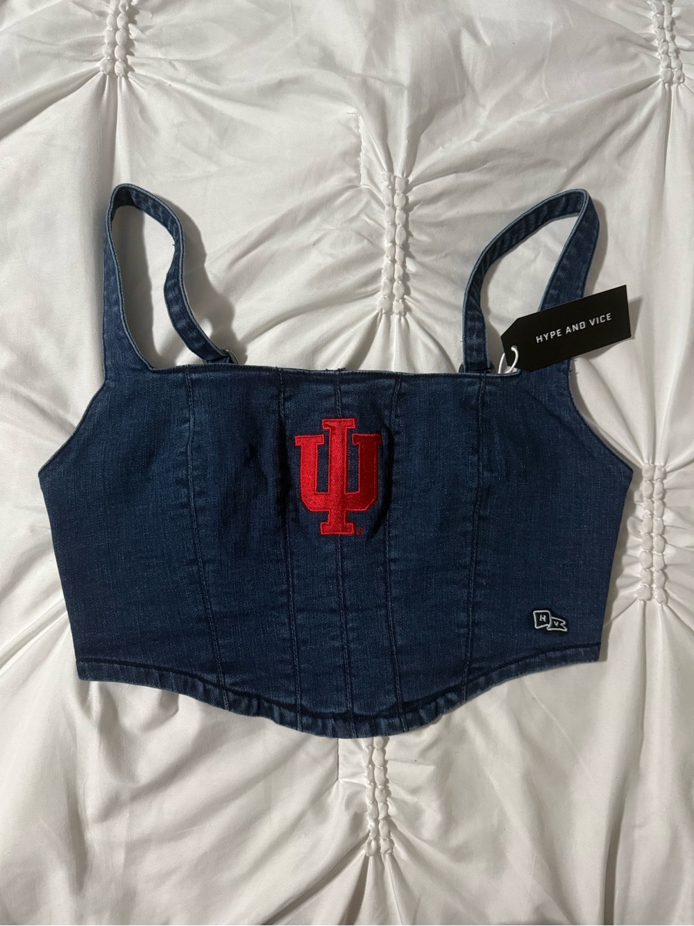 HYPE AND VICE INDIANA UNIVERSITY DENIM CORSET
